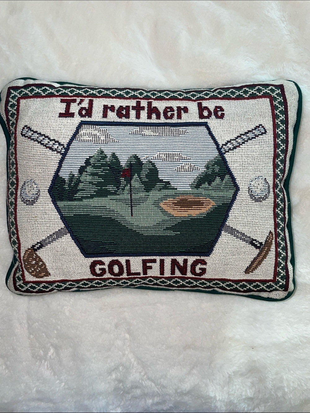 10” x 13” “I’d Rather Be Golfing” tapestry accent pillow